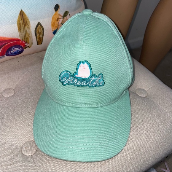 Pusheen NWT!  Hat Light Green Breath Pusheen Cat Graphic Adjustable Back - Picture 3 of 11